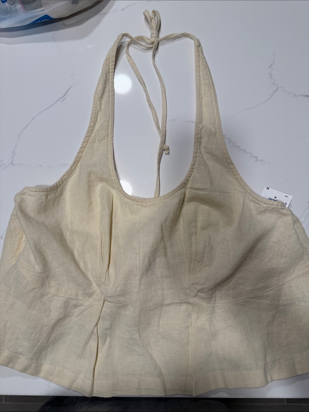 Free people - Cream Halter Linen Crop Top